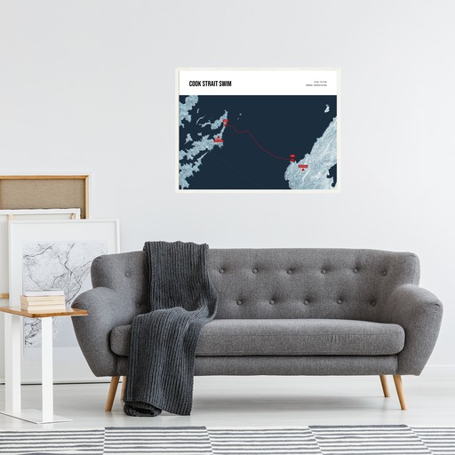 Cook Strait Swim Poster - Route Map 4