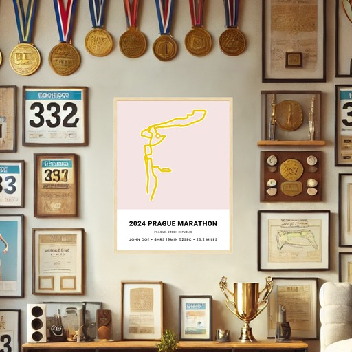 Minimalist 2025 Prague Marathon Poster - Route Map 2