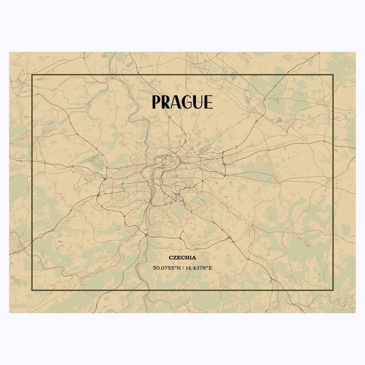 Prague in Vintage Poster - Street Map 1