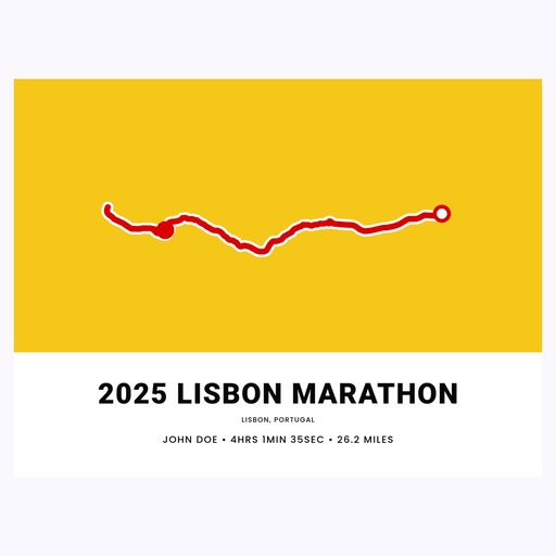 Minimalist 2025 Lisbon Marathon Poster - Route Map 1