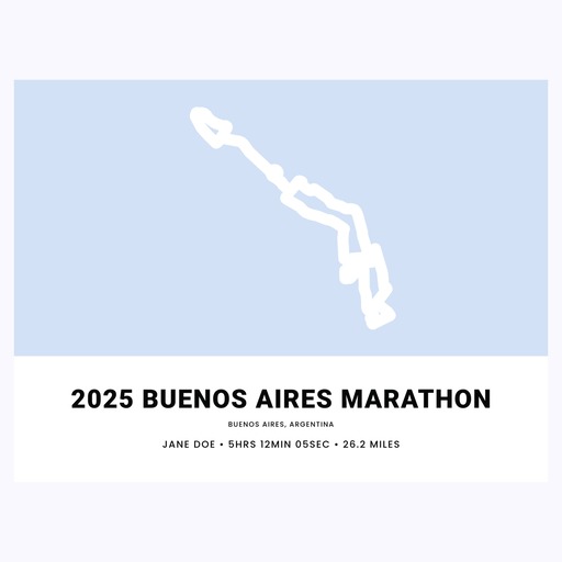 Minimalis 2025 Buenos Aires Marathon Poster - Route Map 1