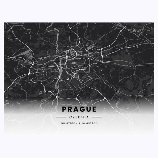 Prague in Dark Poster - Street Map 1