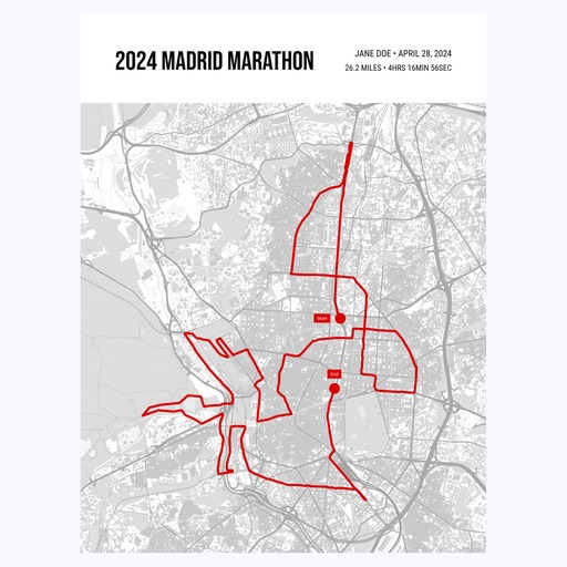 2024 Madrid Marathon Poster - Route Map 1
