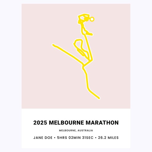 Minimalist 2025 Melbourne Marathon Poster - Route Map 1