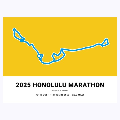 Minimalist 2025 Honolulu Marathon Poster - Route Map 1