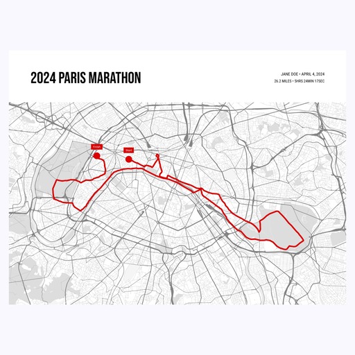 2024 Paris Marathon Poster - Route Map 1