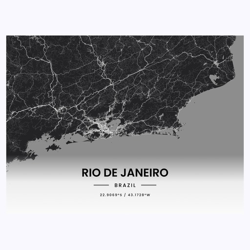 Rio de Janeiro in Dark Poster - Street Map 6