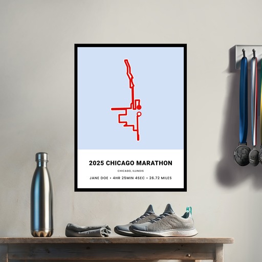 Minimalist 2025 Chicago Marathon Poster - Route Map 9
