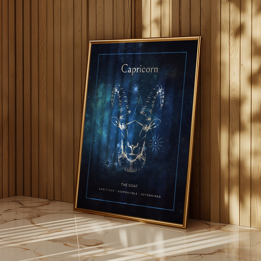 Capricorn in Embellished Outline Print - Custom Zodiac Sign Poster 10