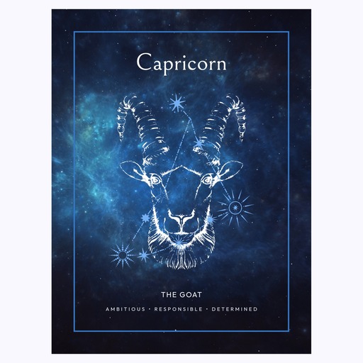 Capricorn in Embellished Outline Print - Custom Zodiac Sign Poster 6