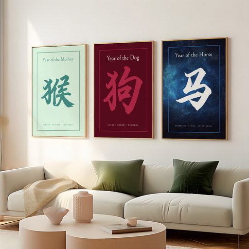 Dog in Curvy Print - Custom Chinese Zodiac Poster 8