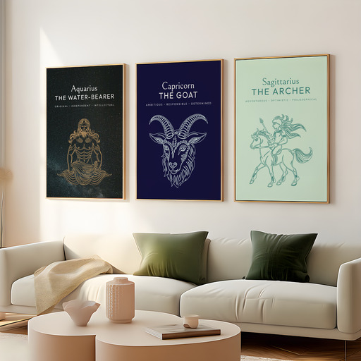 Capricorn in Fine Line Print - Custom Zodiac Sign Poster 8