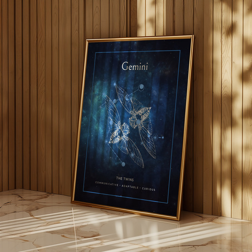Gemini in Embellished Outline Print - Custom Zodiac Sign Poster 10