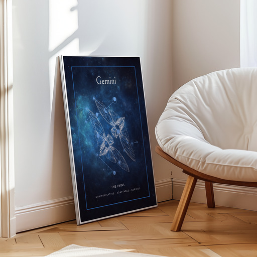 Gemini in Embellished Outline Print - Custom Zodiac Sign Poster 9