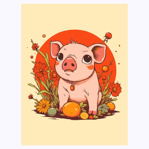 Pig in Vibrant Grunge Print - Custom Chinese Zodiac Poster 6