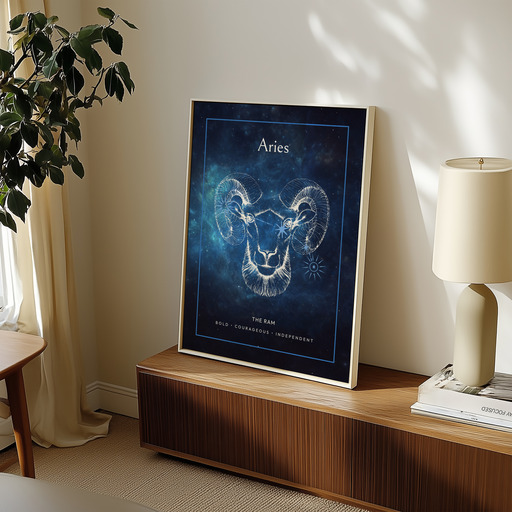 Aries in Embellished Outline Print - Custom Zodiac Sign Poster 11