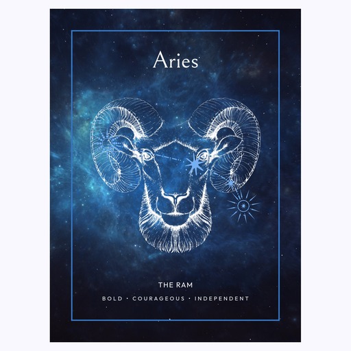 Aries in Embellished Outline Print - Custom Zodiac Sign Poster 6