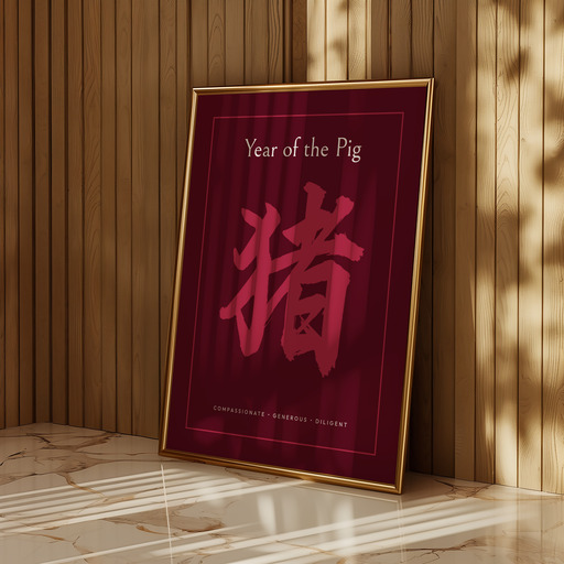 Pig in Curvy Print - Custom Chinese Zodiac Poster 8