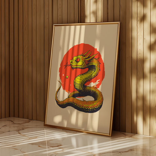Snake in Vibrant Grunge Print - Custom Chinese Zodiac Poster 10