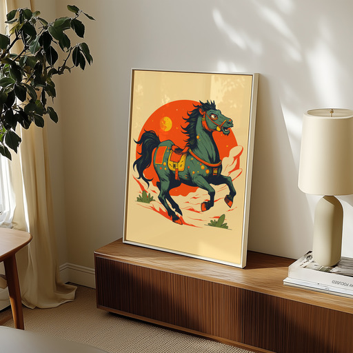 Horse in Vibrant Grunge Print - Custom Chinese Zodiac Poster 11