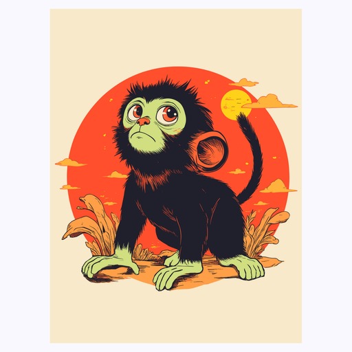 Monkey in Vibrant Grunge Print - Custom Chinese Zodiac Poster 6