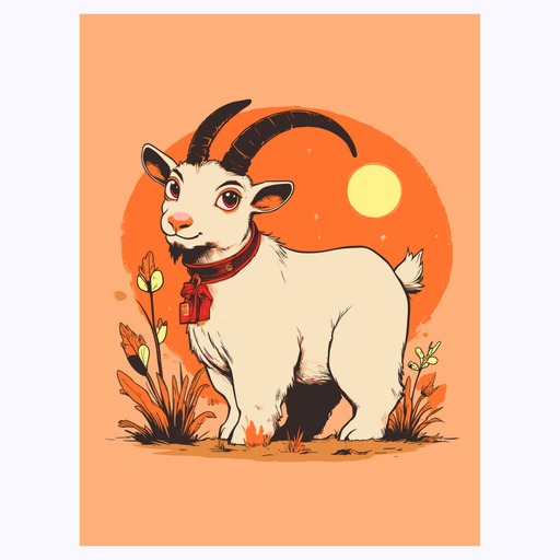 Goat in Vibrant Grunge Print - Custom Chinese Zodiac Poster 6