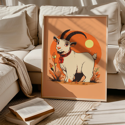 Goat in Vibrant Grunge Print - Custom Chinese Zodiac Poster 9
