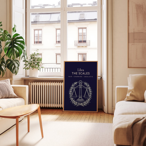Libra in Fine Line Print - Custom Zodiac Sign Poster 9