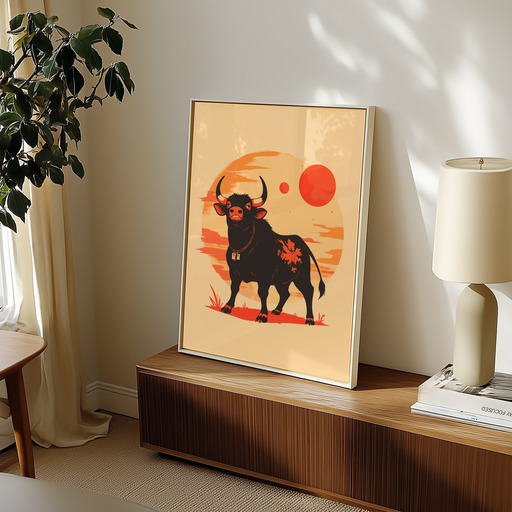 Ox in Vibrant Grunge Print - Custom Chinese Zodiac Poster 11