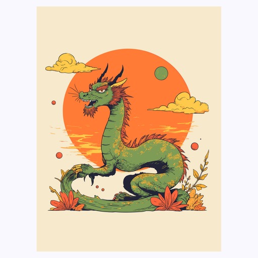 Dragon in Vibrant Grunge Print - Custom Chinese Zodiac Poster 6