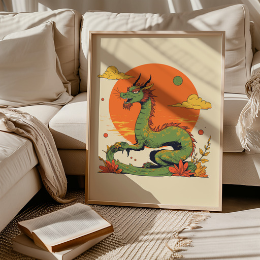 Dragon in Vibrant Grunge Print - Custom Chinese Zodiac Poster 9