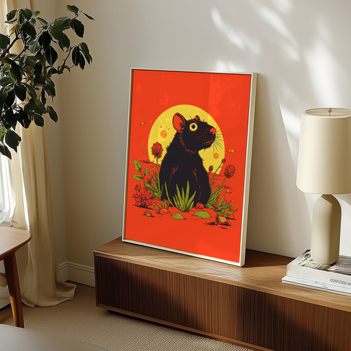 Rat in Vibrant Grunge Print - Custom Chinese Zodiac Poster 11