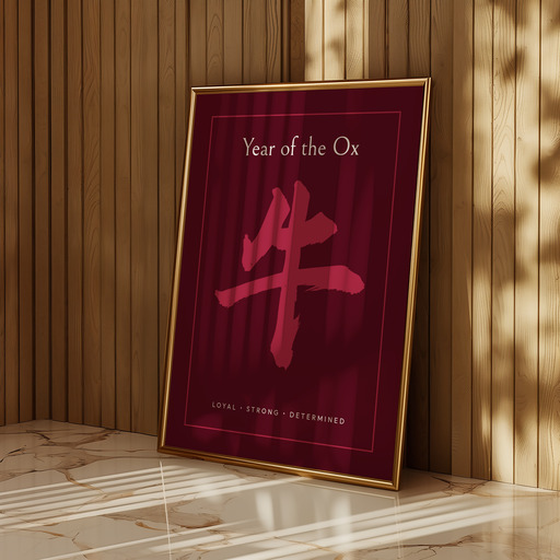 Ox in Curvy Print - Custom Chinese Zodiac Poster 9