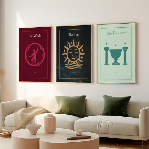 The Sun in Block Print - Custom Tarot Card Poster 8