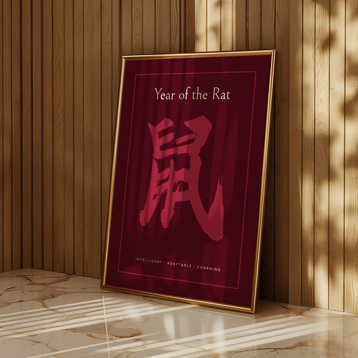 Rat in Curvy Print - Custom Chinese Zodiac Poster 9