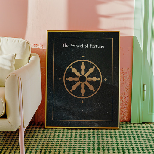 The Wheel of Fortune in Block Print - Custom Tarot Card Poster 10