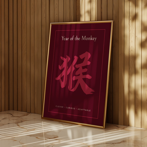 Monkey in Curvy Print - Custom Chinese Zodiac Poster 9