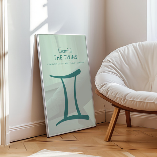 Gemini in Wavy Paintbrush Print - Custom Zodiac Sign Poster 10