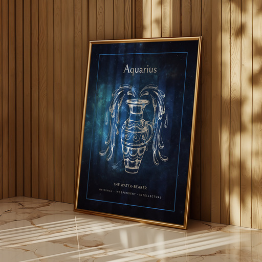 Aquarius in Embellished Outline Print - Custom Zodiac Sign Poster 10