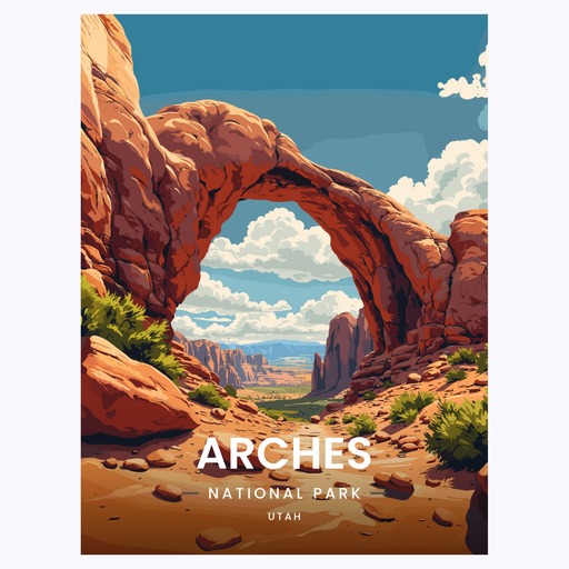 Arches National Park Travel Print - Vintage Travel Art Poster 6