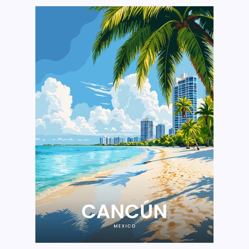 Cancún Travel Print - Vintage Travel Art Poster  6