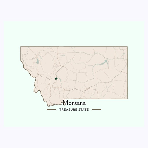 Montana State Poster - Boundary Map 6