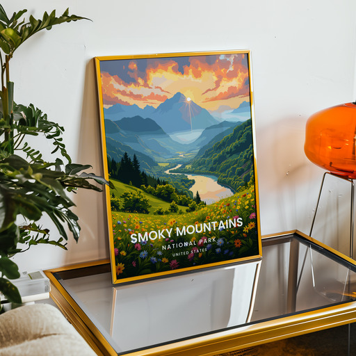 Smoky Mountains National Park Travel Print - Vintage Travel Art Poster 9