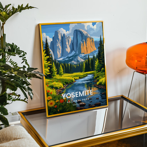 Yosemite National Park Travel Print - Vintage Travel Art Poster 9