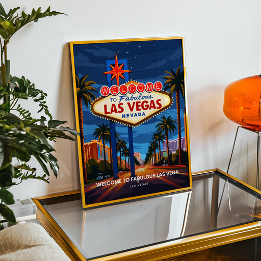Welcome to Fabulous Las Vegas Travel Print - Vintage Travel Art Poster 9