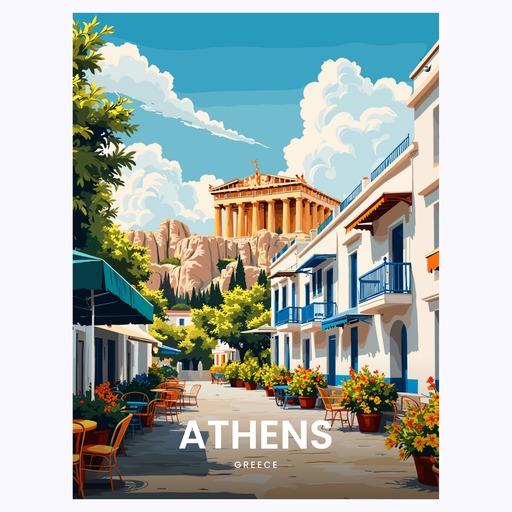 Athens Travel Print - Vintage Travel Art Poster 6