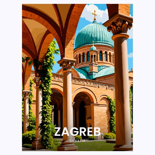 Zagreb Travel Print - Vintage Travel Art Poster 6