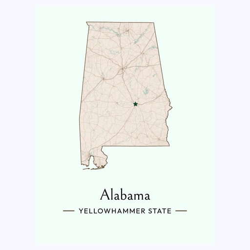 Alabama State Poster - Boundary Map 6