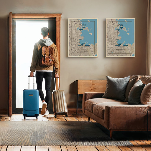 Doha Airbnb Tourist Poster in Road Trip - Street Map 11