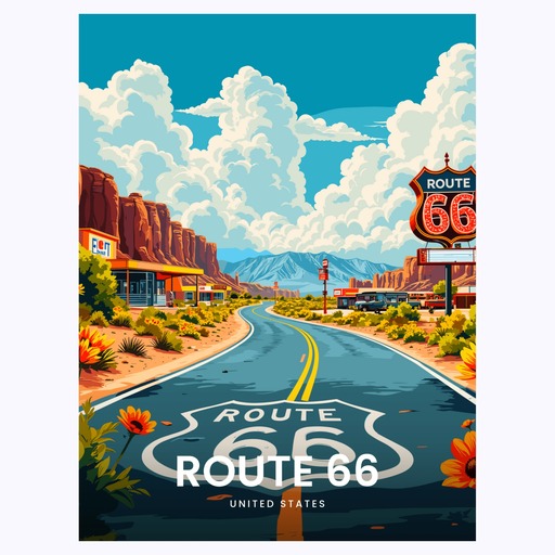 Route 66 Travel Print - Vintage Travel Art Poster  6